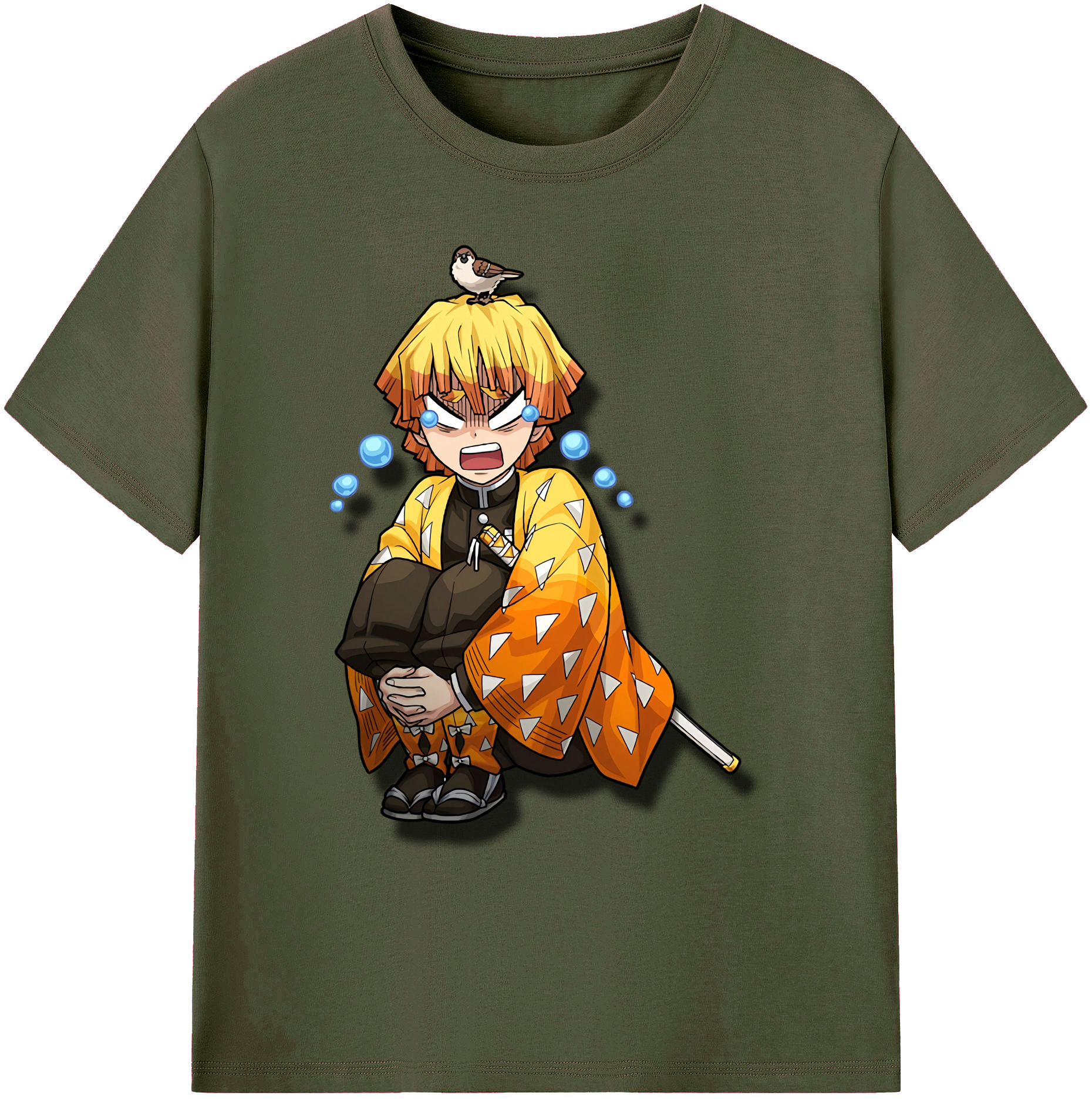 （画像用） 鬼滅の刃（きめつのやいば）我妻 善逸／あがつま ぜんいつ Agatsuma Zenitsu 綿100％ メンズ半袖Tシャツ｜肌触りやわらか＆通気性